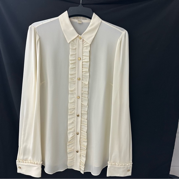 MICHAEL Michael Kors Tops - MICHAEL Michael Kors Cream Ruffle Blouse
